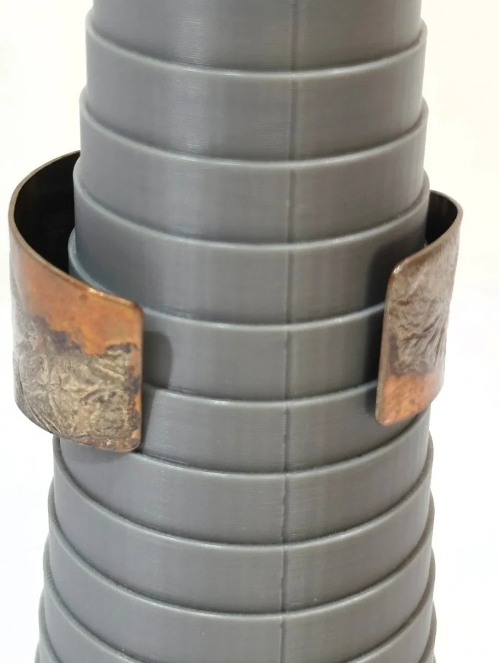 Handcrafted Copper Cuff Bracelet w/ Fused Sterling Silver Textured Design